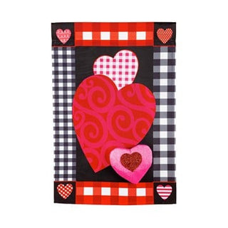 Valentine’s Heart Patterned Border Garden Appliqué Flag