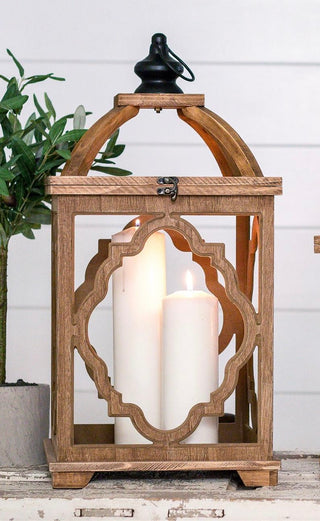 Wood Cutout Lantern Large