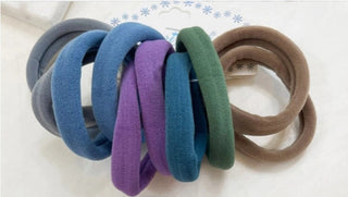 Elastic Hair Ties Set of 10 Blue Asst
