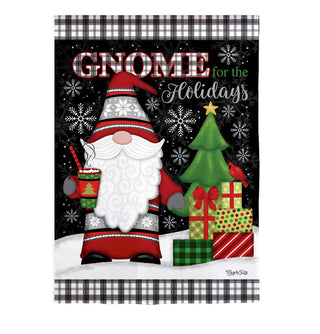 Gnome for the Holidays Garden Suede Flag