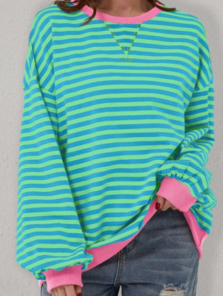 Lovesoft Oversized Striped Sweater Bold Trim Sky Blue Stripe