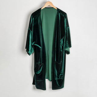 Howard's Mid Thigh Length Velvet Kimono w/Pockets OS