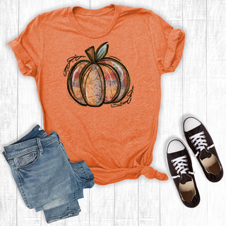 Rebel Rose Tie Dye Pumpkin T-Shirt Orange