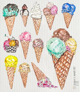Wet It! Ice Cream Cones Swedish Dishcloth