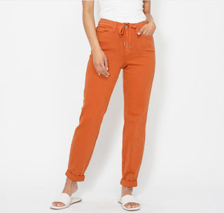 Judy Blue HW Garment Dyed Double Cuff Jogger Orange 88911