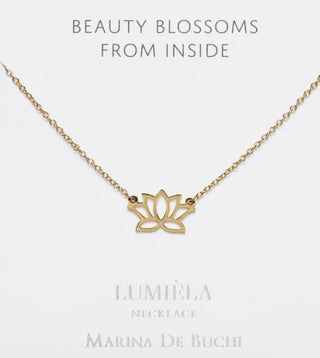 'Beauty Blossoms from Inside' Gold Lotus Flower Pendant