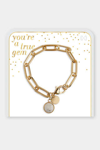 Coco+Carmen You’re a True Gem Paperclip Link Bracelet White