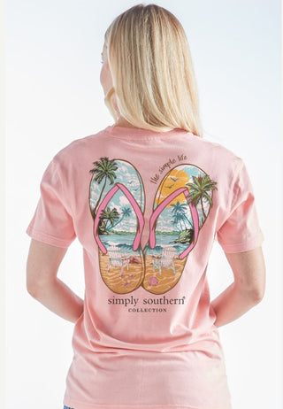 Simply Southern Short Sleeve Tee Sandal Peach