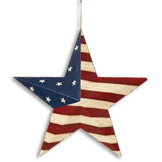 Flag Print Metal Star Decor 16”