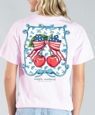 Simply Southern Short Sleeve Tee USA Cherry Peony
