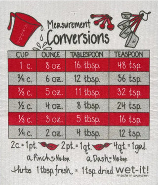Wet It! Cooking Measurements Swedish Dishcloth