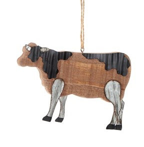 Wood Farm Animal Ornament