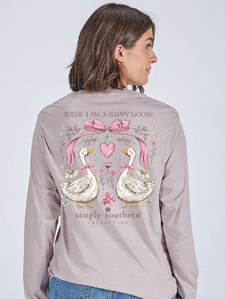 Simply Southern Long Sleeve Tee Happy Goose Driftwood