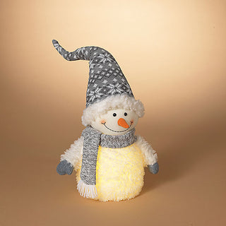 Lighted Fabric Snowman Figurine 24”