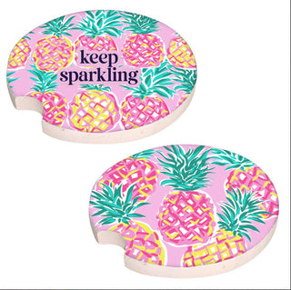 Simply Southern Car Coaster Set Pineapple Keep Sparkling