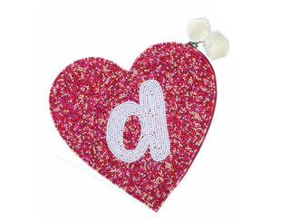 Jane Marie Red & Pink Bead Zipper Coin Purse "D"
