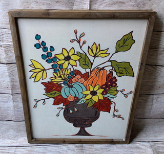 Wood Wall Plaque w/Flowers