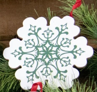 Snowflake Vintage Print Christmas Ornament
