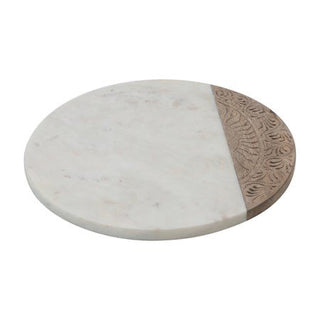 Hand Carved Wood & Marble Serving Board