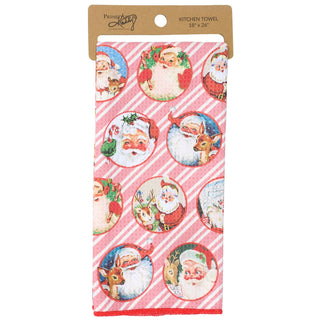 Retro Santa Faces Kitchen Towel