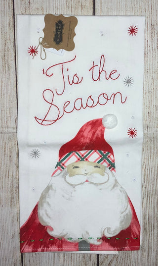 Mudpie Santa Sequin Towel Tis the Season