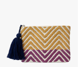 Jen & Co Adalaide Cotton Pouch Mustard/ Purple CS2161