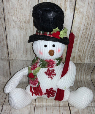 Holiday Soft Sculpture Sitting Snowman