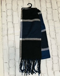 Britt's Knits Scarf Blue Black Plaid