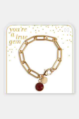 Coco+Carmen You’re a True Gem Paperclip Link Bracelet Red