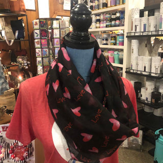 Black Love Heart Infinity Scarf