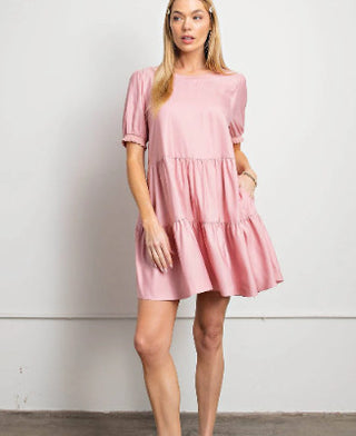 Kori America Satin Layered Dress Mauve
