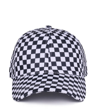 Zenana Checkered Pattern Baseball Cap Black