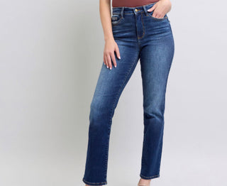 Judy Blue Vintage Dark Wash Thermal Straight 82631