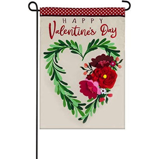 Valentine’s Floral Heart Wreath Garden Flag