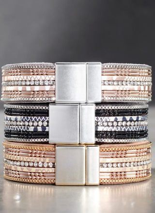 Charlie Paige Luxe Vegan Leather Metal Embellished Bracelet 407267