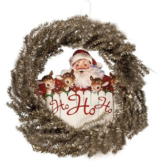 Retro Santa Tinsel Wreath