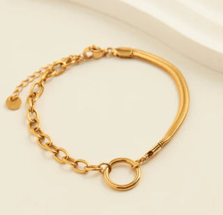 Howard's Narelle Waterproof Cable & Snake Chain Bracelet Gold