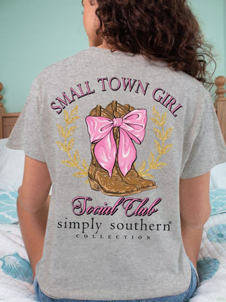 Simply Southern Small Town Heather Gray T-Shirt Medium