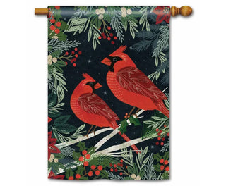 Cardinals & Berries Standard House Flag