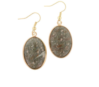 Jane Marie Green Jasper Oval Dangle Earrings