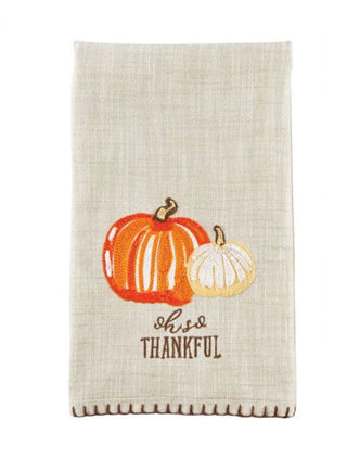 Mudpie Embroidered Thankful Towel
