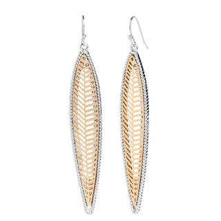 Whispers Leaf Drop Dangle Earrings Mixed Metal WN004097
