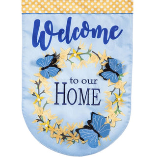 Forsythia Welcome Applique Standard Flag