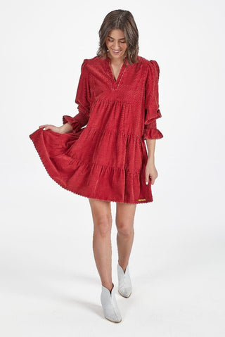 Simply Southern Long Sleeve Dress Corduroy Red