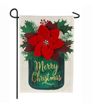 Poinsettia Mason Jar Garden Flag