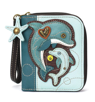 Chala 839 Zip Around Wallet Dolphin Blue