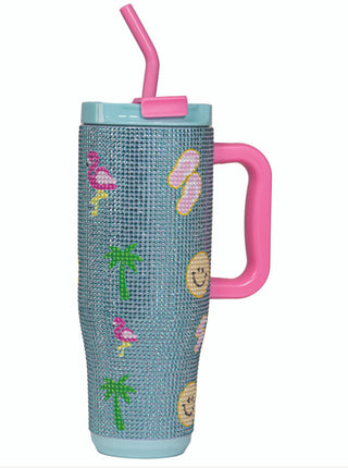 Simply Southern Tumbler Sequin Tropic 40oz