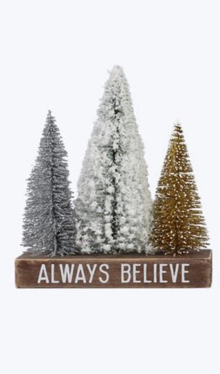 Wood Tabletop Christmas Trees w/Sign