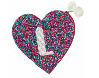 Jane Marie Teal & Red Bead Zipper Coin Purse "L"