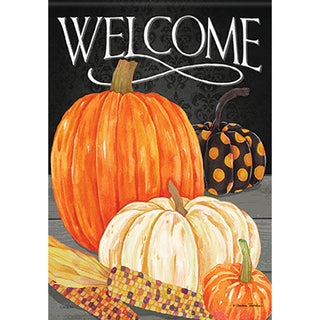 Welcome Pumpkin Trio Garden Flag